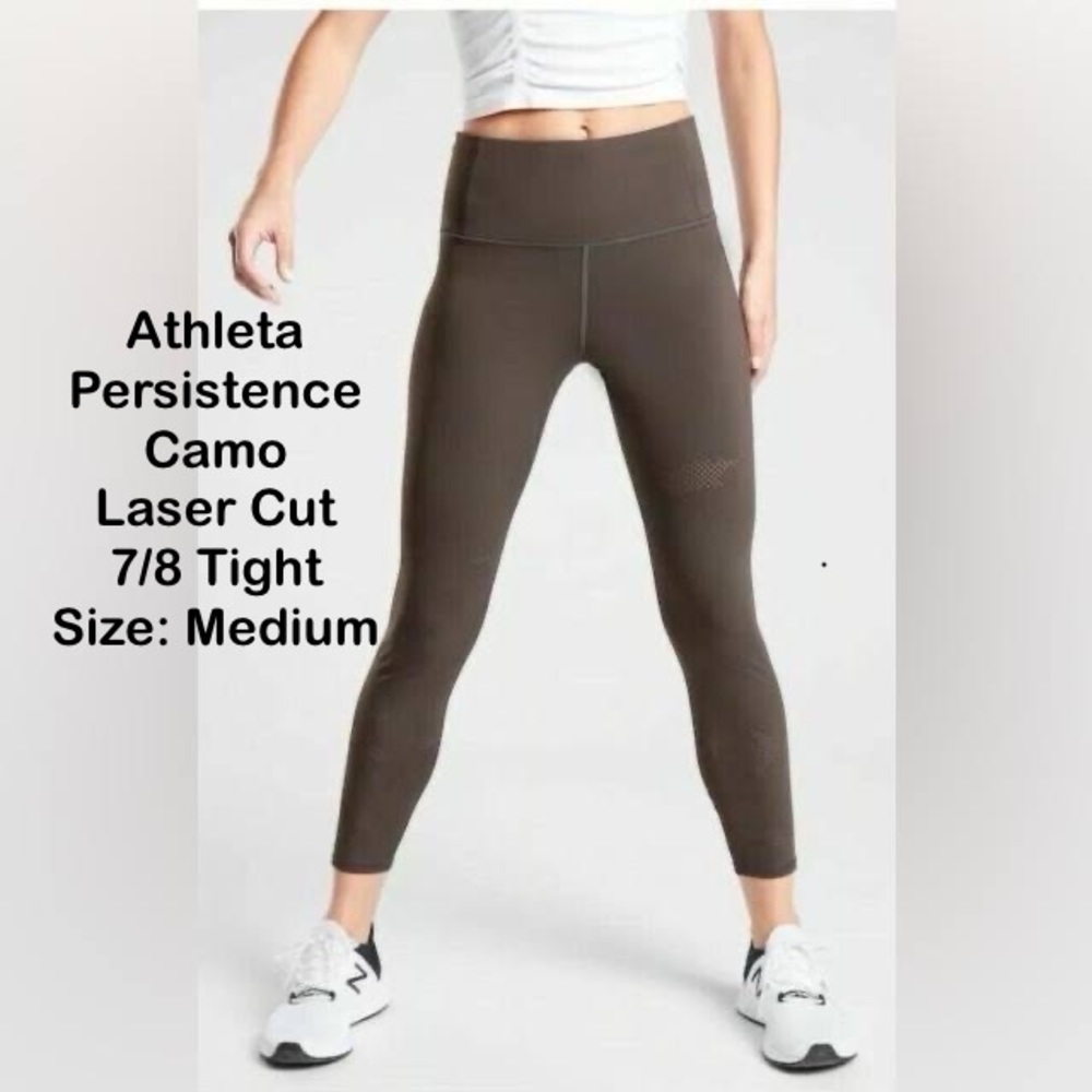 Athleta Persistence Camo Laser Cut 7/8 Tight in Powerlift